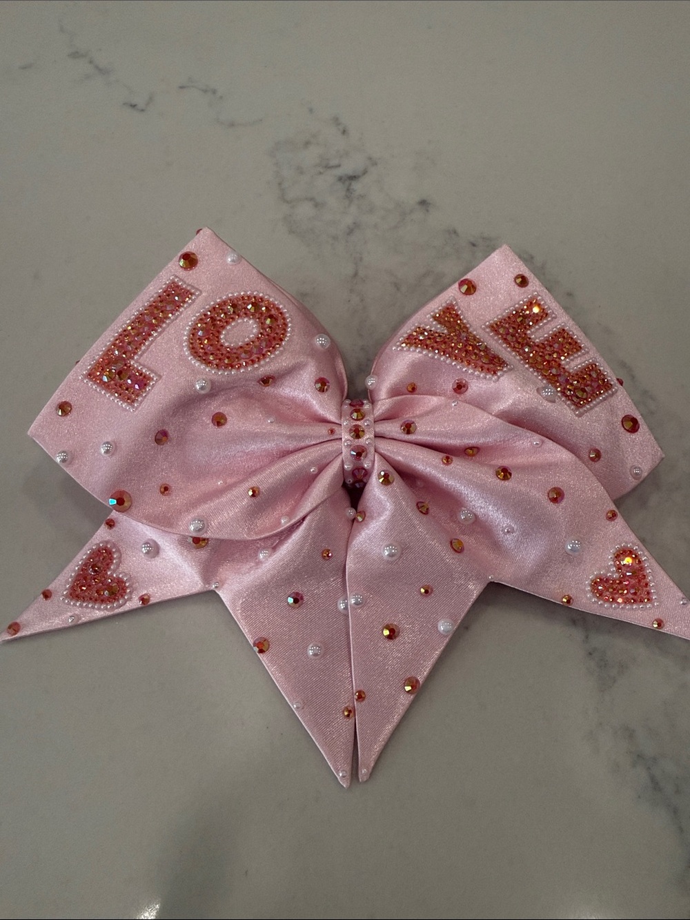 Pink Bows of London Cheer Bow with 'LOVE' Rhinestones